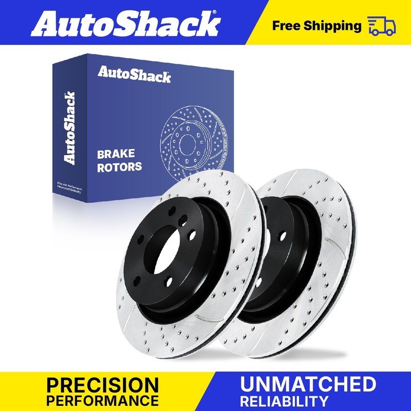 Rear Drilled Slotted Brake Rotors for BMW, 325i 2001-2005, RWD L6 2.5L
