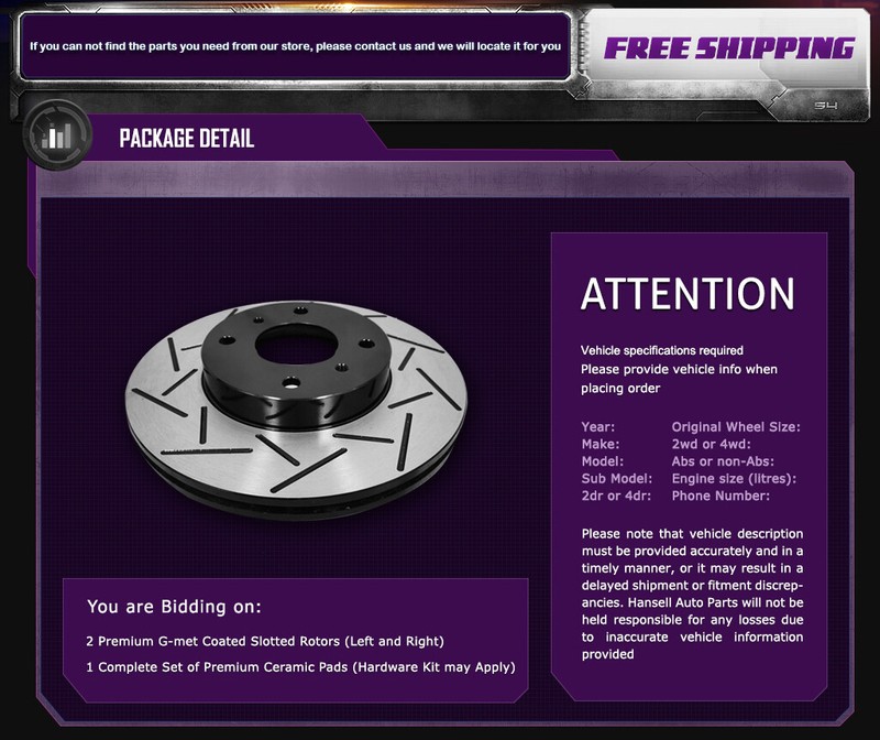 Duraplus Front Coat T-Slot Brake Rotors Ceramic Pads EST-54134x-CRD1081 gallery