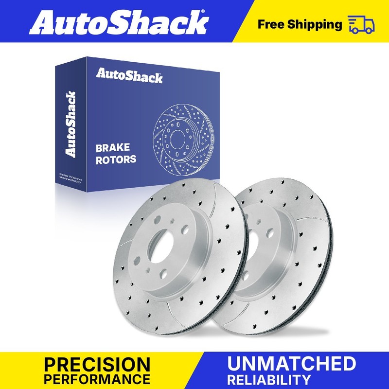 Front Drilled Slotted Brake Rotors Pair for Toyota, Yaris 2006-2018, FWD L4 1.5L