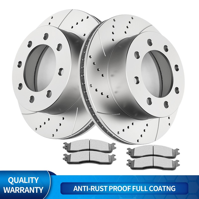 Front Slotted Rotors Ceramic Brake Pads for 2006 – 2008 Dodge RAM 1500 2500 3500