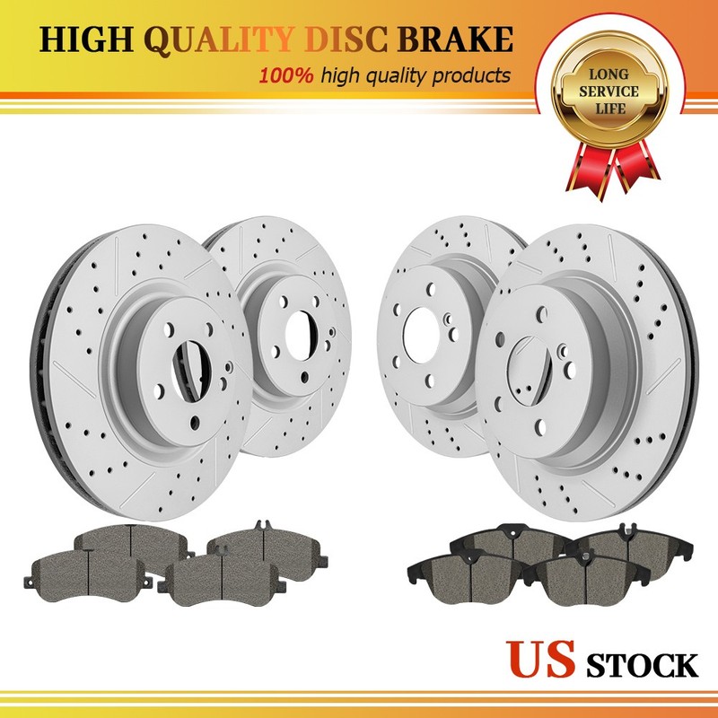 Front Rear Drilled Disc Brake Rotor Ceramic Pad For Mercedes-Benz GLK350 GLK250