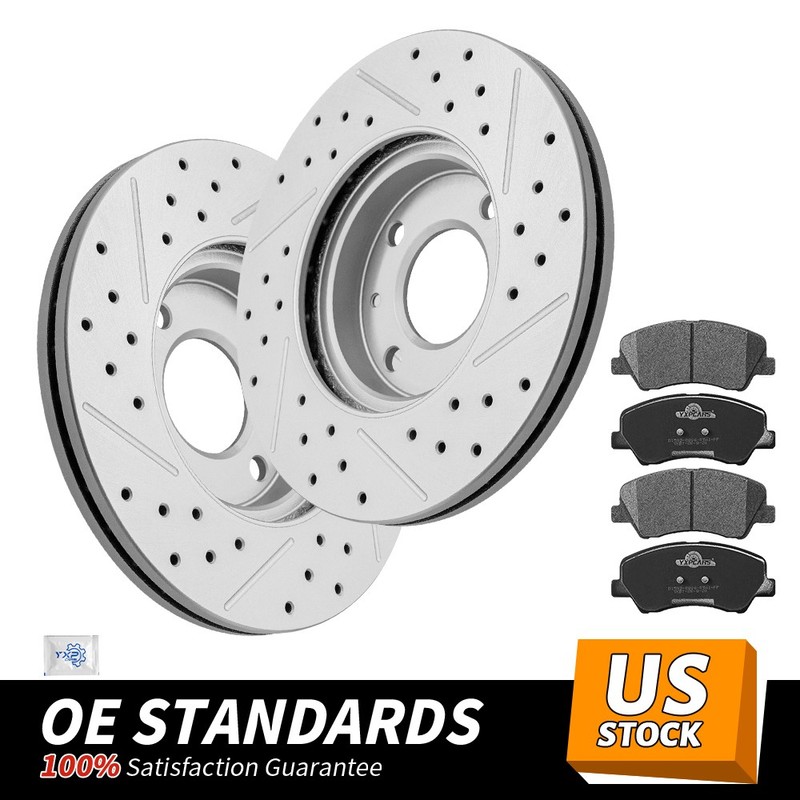 256mm Front Disc Rotors Ceramic Brake Pads for 2012-2017 Hyundai Accent Kia Rio