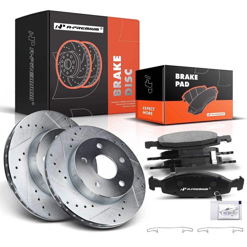 Front Drilled Brake Rotors & Ceramic Brake Pad for Jeep Grand Cherokee 1999-2002