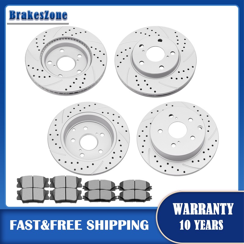 Front Rear Brake Rotors Pads fit for LEXUS HS250H 2010-2012 All Models Slotted