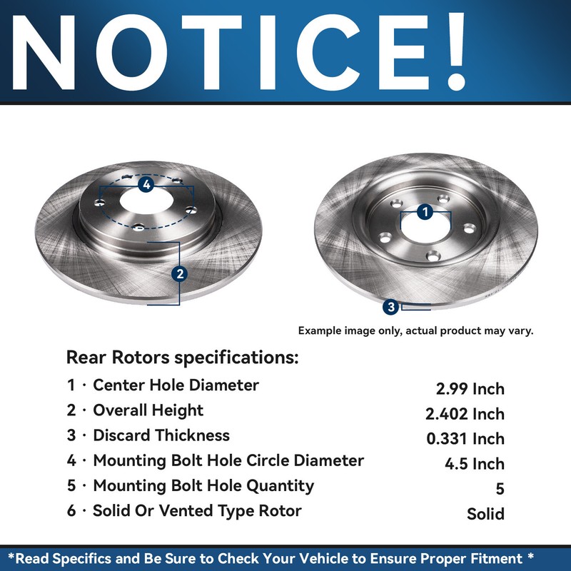Rear Disc Brake Rotors + Ceramic Brake Pads for Hyundai Sonata Tucson Kia Optima gallery