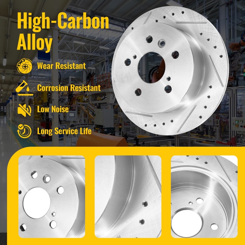 Rear Drilled Brake Rotors Brake Pads Kit for Toyota Camry Avalon Lexus ES300h gallery