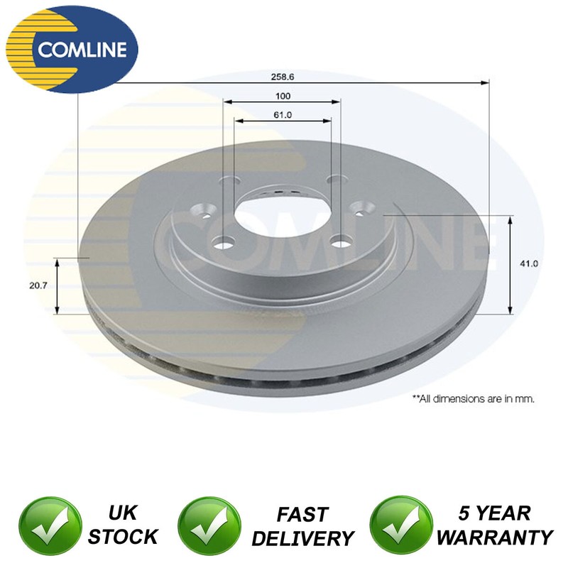 Brake Disc Front Comline Fits Renault Clio Kangoo Dacia Sandero #1