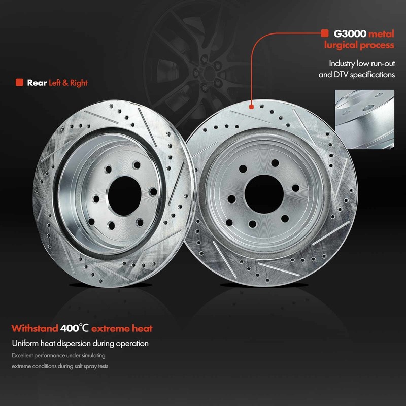 12Pcs Front & Rear Drilled Brake Rotors & Brake Pads for Nissan Pathfinder 05-12 gallery