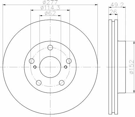 MINTEX Front Axle BRAKE DISCS + PADS SET for TOYOTA COROLLA Saloon 1.6 2013-2018 gallery