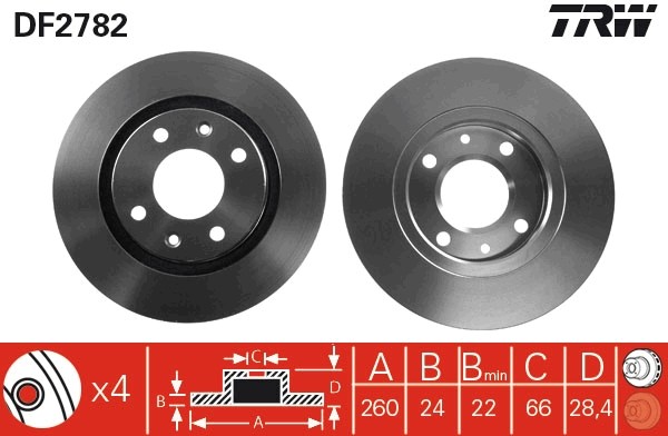 TRW DF2782 Brake Disc for Peugeot