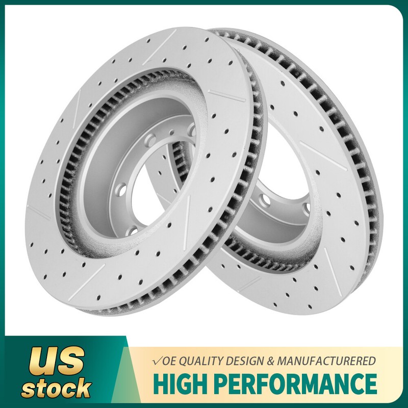 Front Drilled Slotted Brakes Rotors For 2010-2021 Toyota 4Runner Lexus GX460