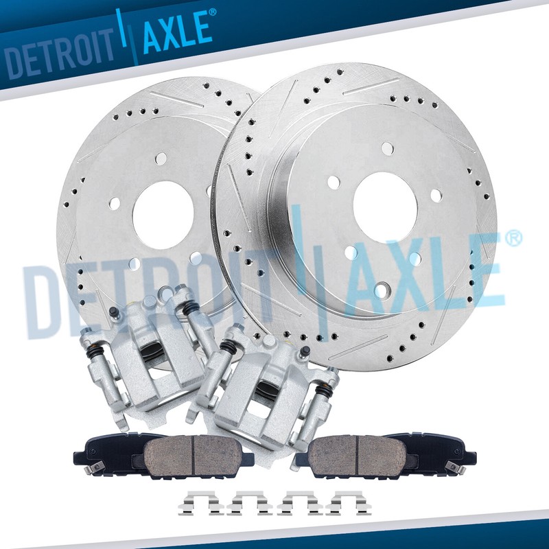 Rear Drilled Rotors & Calipers Brake Pads for M37 Q50 Q60 Q70 Pathfinder Murano