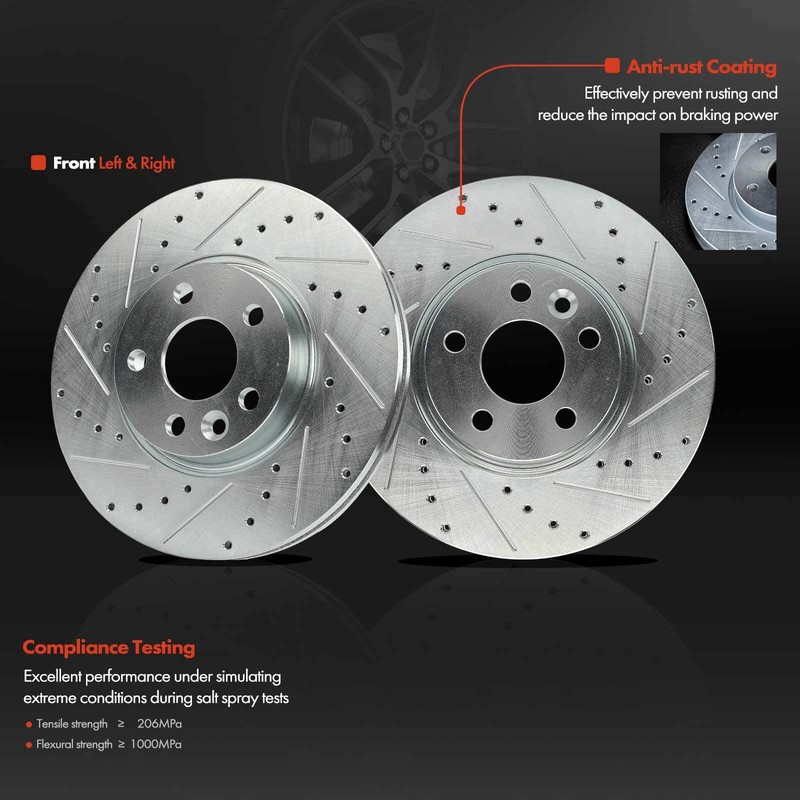 6x Front Drilled Brake Rotors + Ceramic Brake Pads for Volvo S60 V70 Land Rover gallery