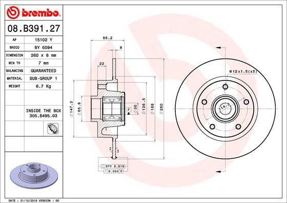 Fits Renault Scenic 2008-2016 Megane 2008-2016 Brembo Rear Brake Disc gallery