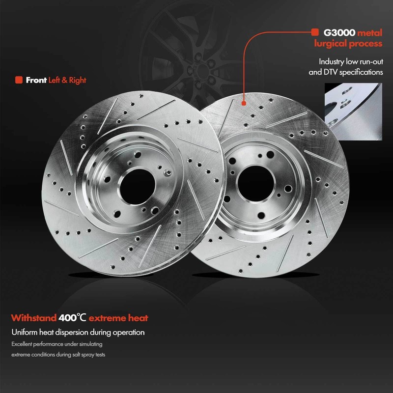 12x Front & Rear Drilled Rotor & Brake Pad for Honda Civic 2017-2018 2020 Sedan gallery