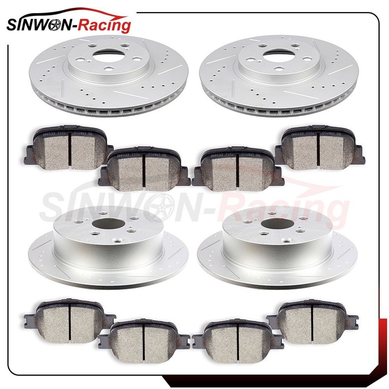 Front Rear Ceramic Brake Pads And Rotors For Scion tC 2005 – 2010 Discs Drilled