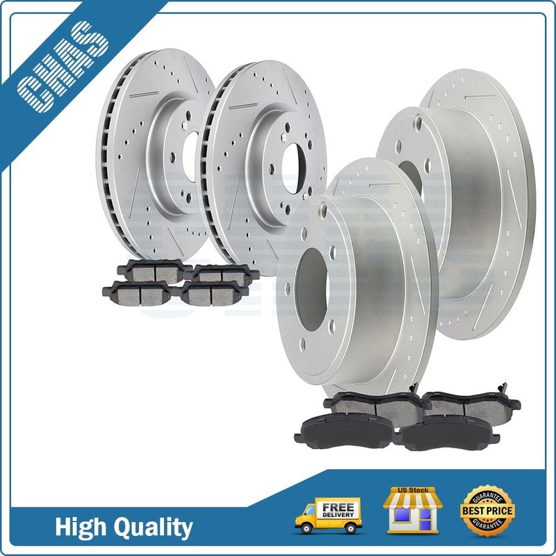 Front And Rear Brake Ceramic Pads And Rotors Kit For 2008-2014 Dodge Avenger