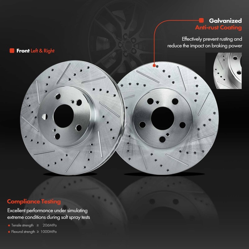 Front Drilled Rotor & Ceramic Brake Pad for Toyota Celica 2000-2005 tC 2005-2010 gallery