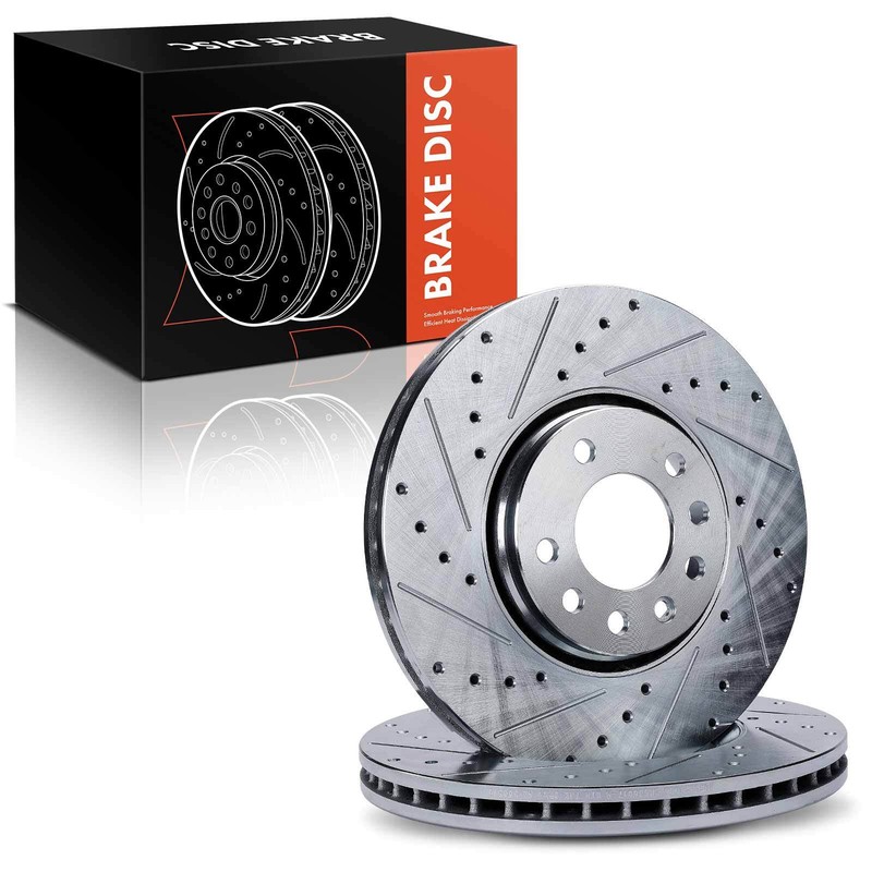 2x Front LH & RH Side Drilled Brake Rotors for Saab 9-3 2003-2011 9-3X 2010-2011 gallery