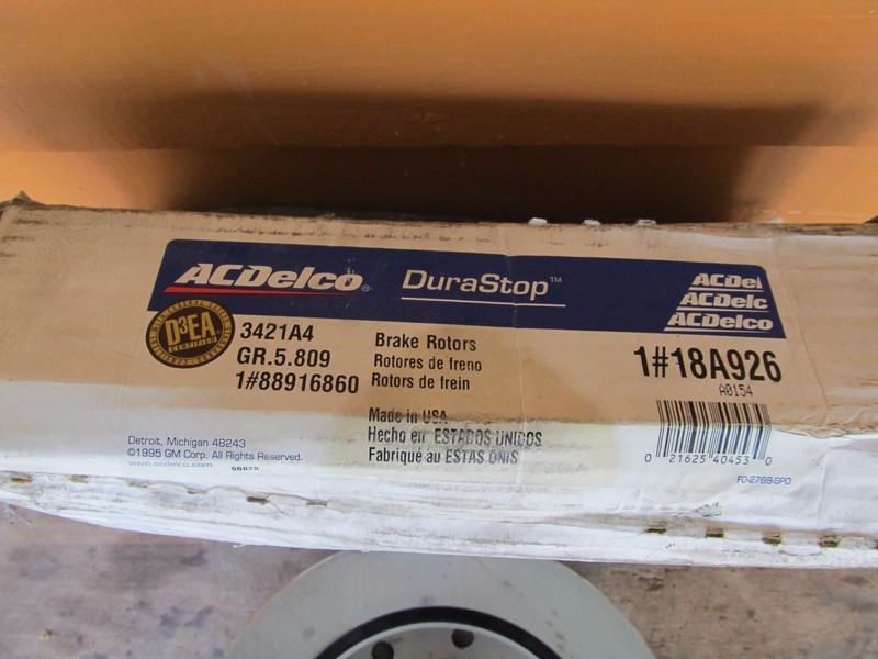 NOS Disc Brake Rotor Rear PAIR ACDELCO PRO DURASTOP 18A926 Made in USA gallery