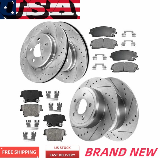 Front Rear Drilled Rotors Ceramic Brake Pads for Hyundai Kia Sonata Optima