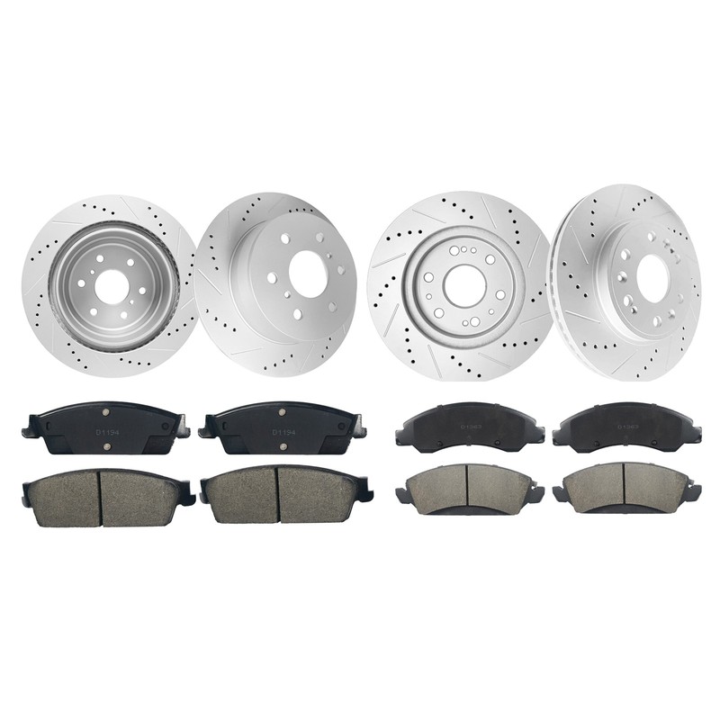 Front & Rear Drilled Rotors + Brake Pad for Chevy Silverado 1500