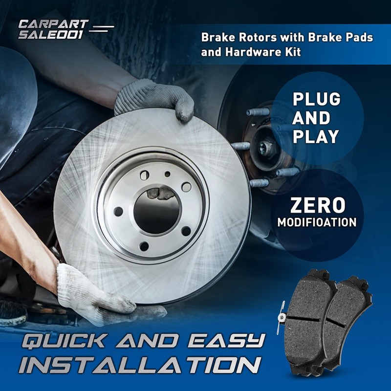 Front Disc Brake Rotors Brake Pads Kit for 1993 1994 1995 Dodge Colt gallery