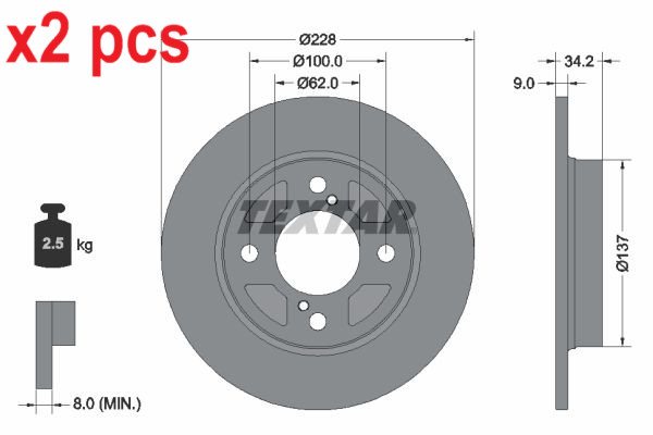 X2 PCS L&R SIDES BRAKE DISC 92303603