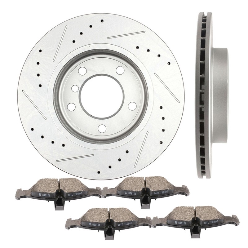 Front Brake Discs Rotors and Ceramic Pads For 323i 325Ci 328i Drilled 300mm