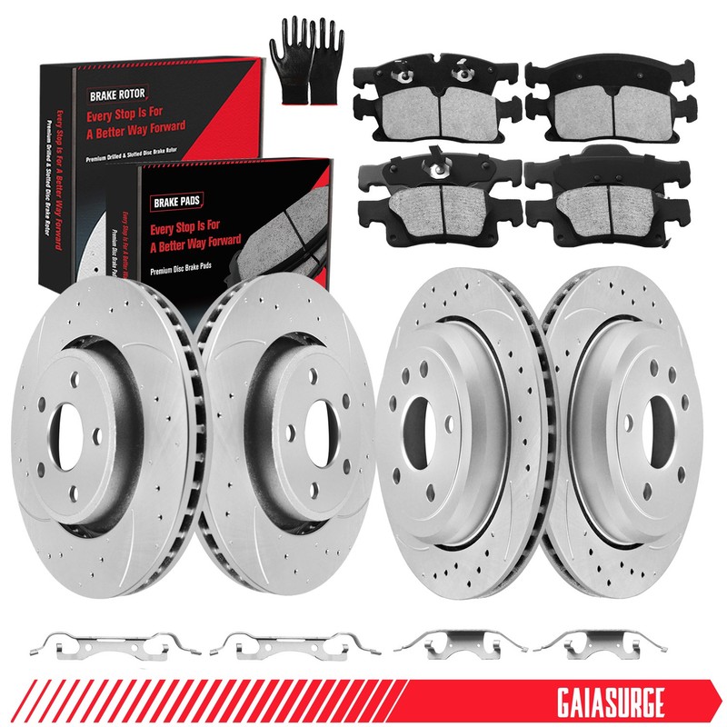 Front Rear Drilled Brake Rotors Brake Pads for Jeep Grand Cherokee Dodge Durango