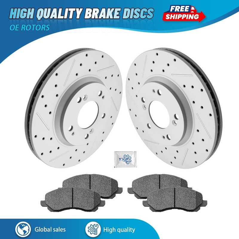 Front Drilled Rotors + Ceramic Brake Pads for Jeep Compass Mitsubishi Outlander
