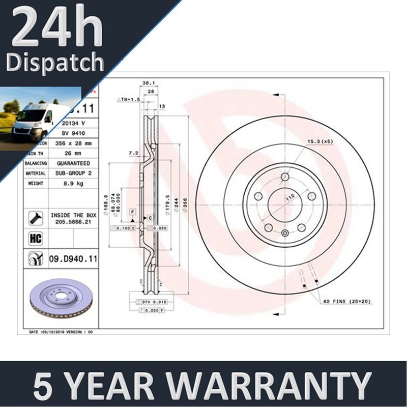 Fits Porsche Macan 2014- 2.0 3.0 D 3.6 PV Rear Brake Disc 95B615601 95B615601D