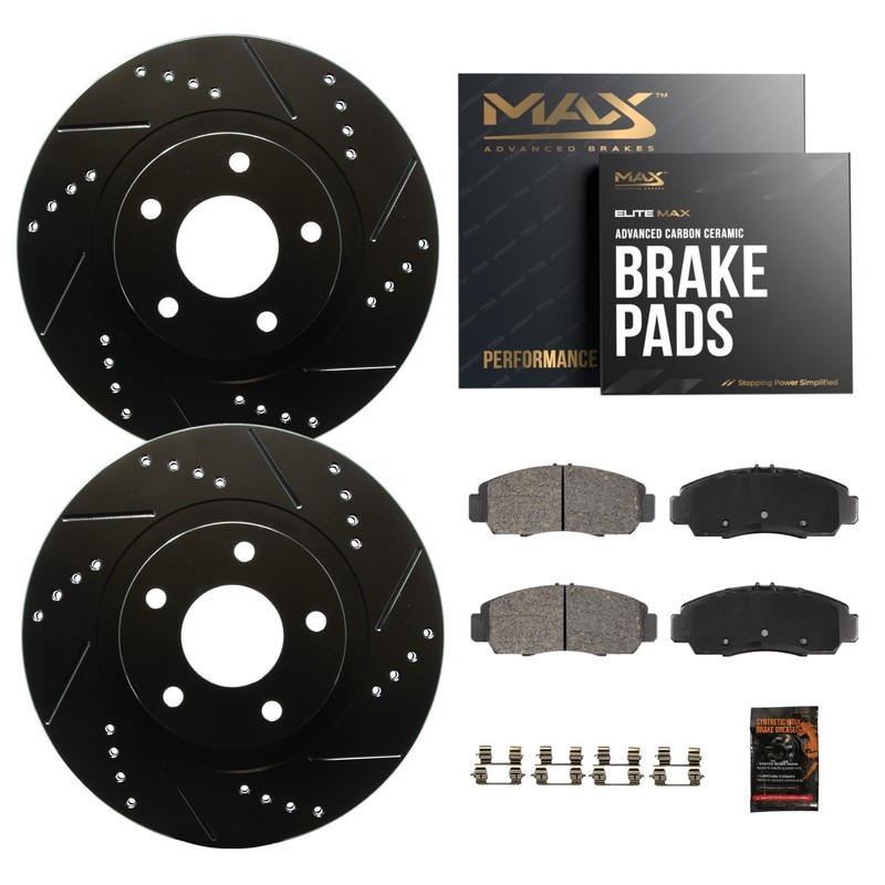 Rear Drilled Slotted Rotors + Pads for 1998-2005 VW Jetta Beetle Golf