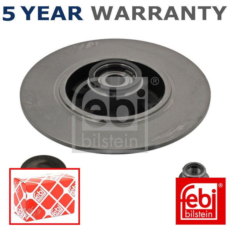 Febi Rear 1x Brake Disc Fits Renault Megane 2008- Fluence 2010-