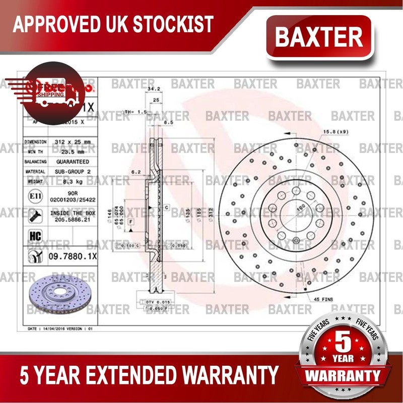 Fits VW Golf Polo Beetle Audi TT Seat Leon Baxter Front Brake Discs #2