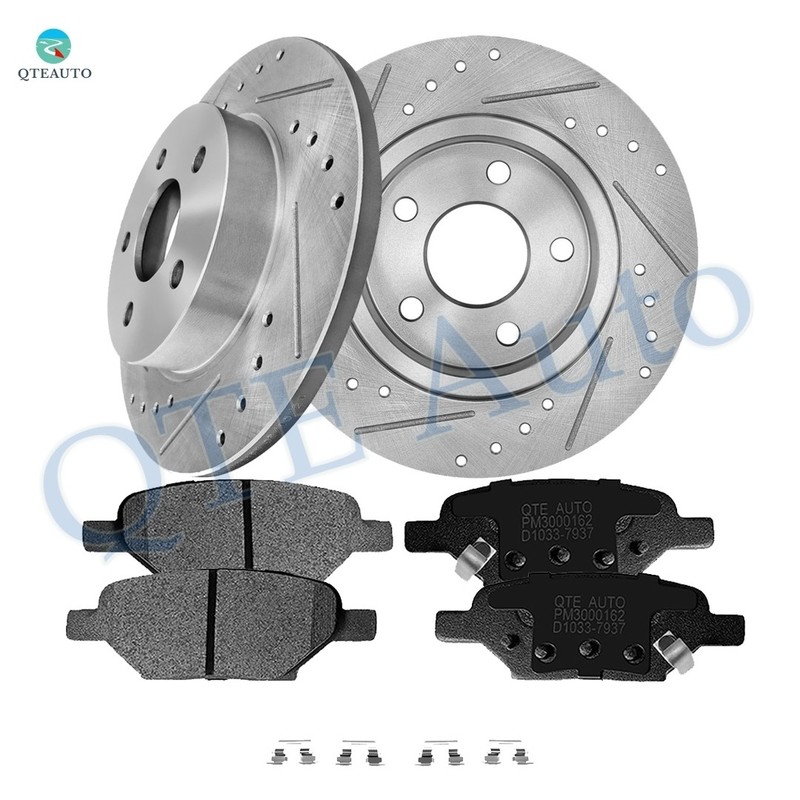 Set 6 Rear 270mm Drilled Brake Rotors-Ceramic Brake Pad For 2004-2007 Saturn ION