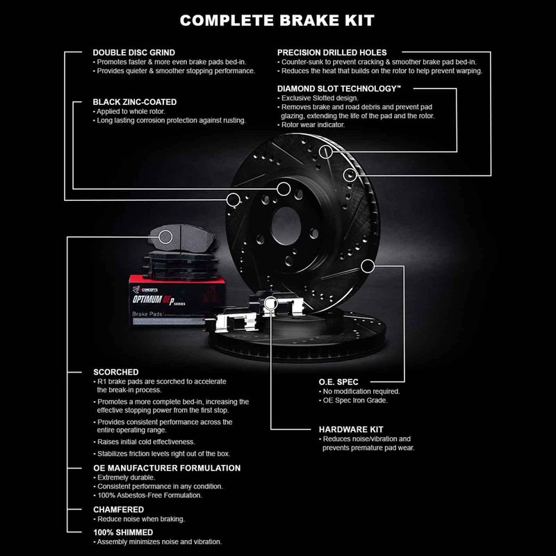 R1 Concepts Whuh1 42046 R1 Concepts Black Drilled Slotted Rotors With 5000 Oep gallery