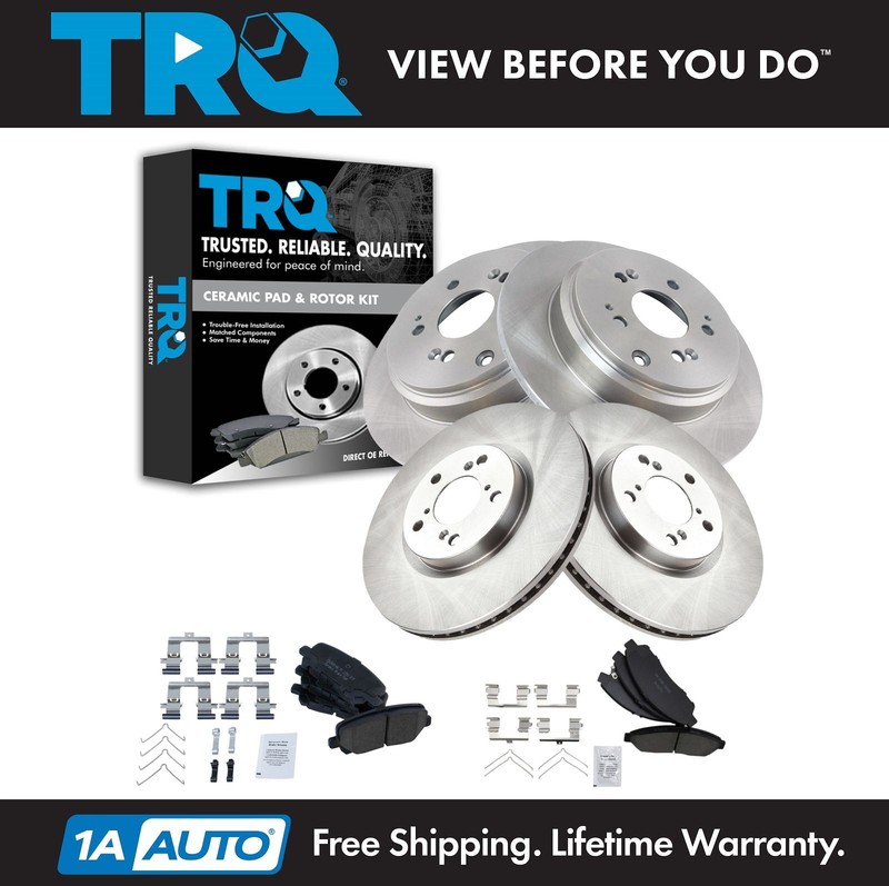 TRQ Front & Rear Posi Ceramic Disc Brake Pad & Rotor Kit for Honda Pilot