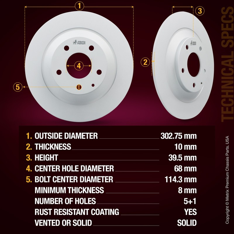 Rear Ceramic Disc Brake Pad Set & Solid Brake Rotor Kit for 2013-2015 Mazda CX-5 gallery