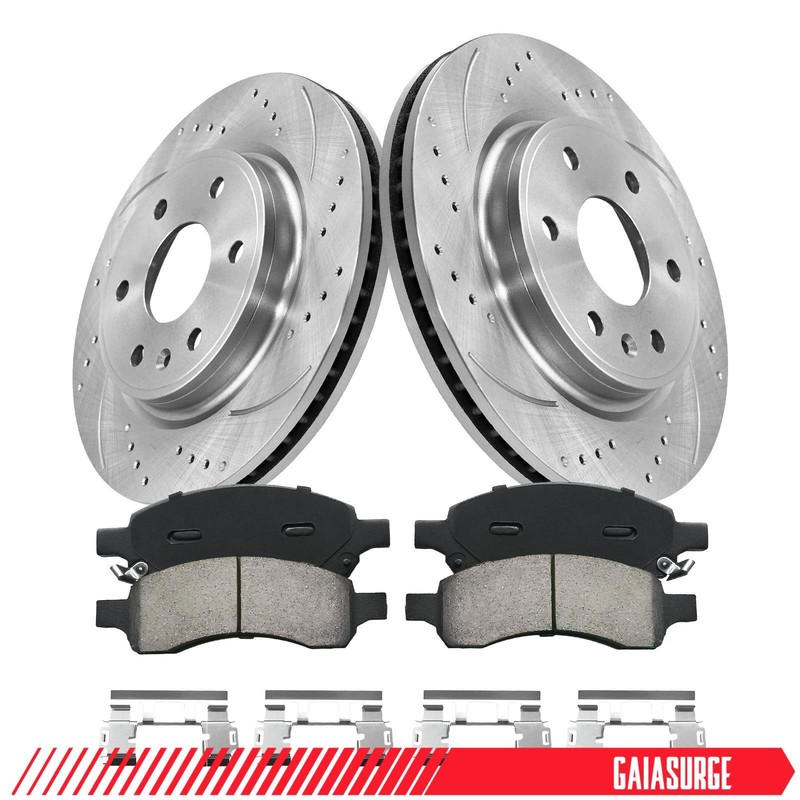 Front Drilled Rotors Brake Pads for Chevrolet Traverse Buick Enclave GMC Acadia