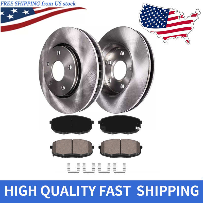 Front Disc Brakes Rotor Rotors & Ceramic Pads Pad for 2014 2015 2016 Kia Soul