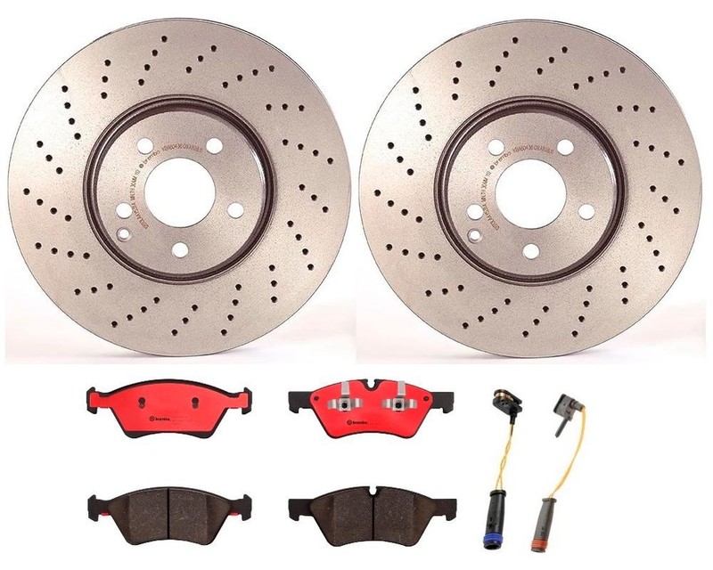 Brembo Front Brake Kit Ceramic Pads Sensor & Disc Rotors for MB W211 950 952 P96