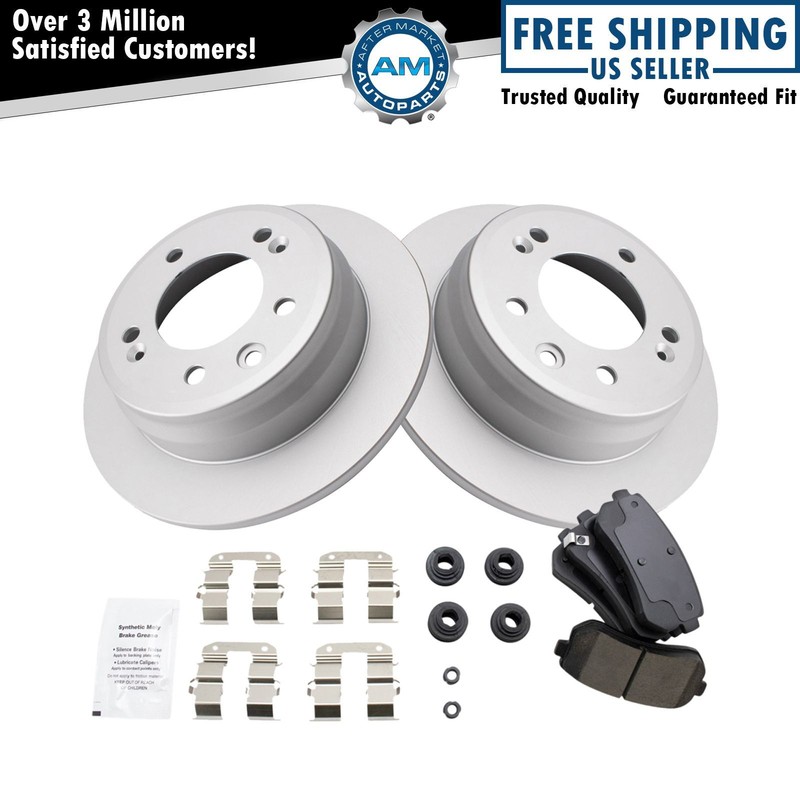 Rear Ceramic Brake Pad & 2 Coated Rotor for Elantra Touring Sportage Tucson