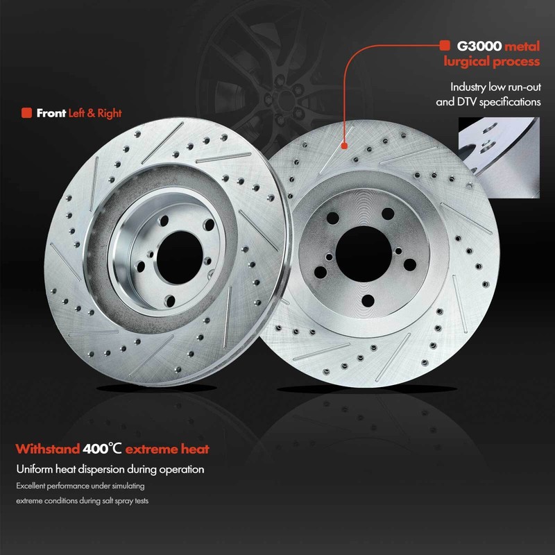 Front & Rear Drilled Brake Rotors & Ceramic Brake Pads for Subaru Impreza Saab gallery