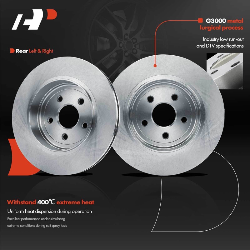 A-Premium Rear Disc Brake Rotors & Ceramic Pads for Jeep Grand Cherokee 18-20 gallery