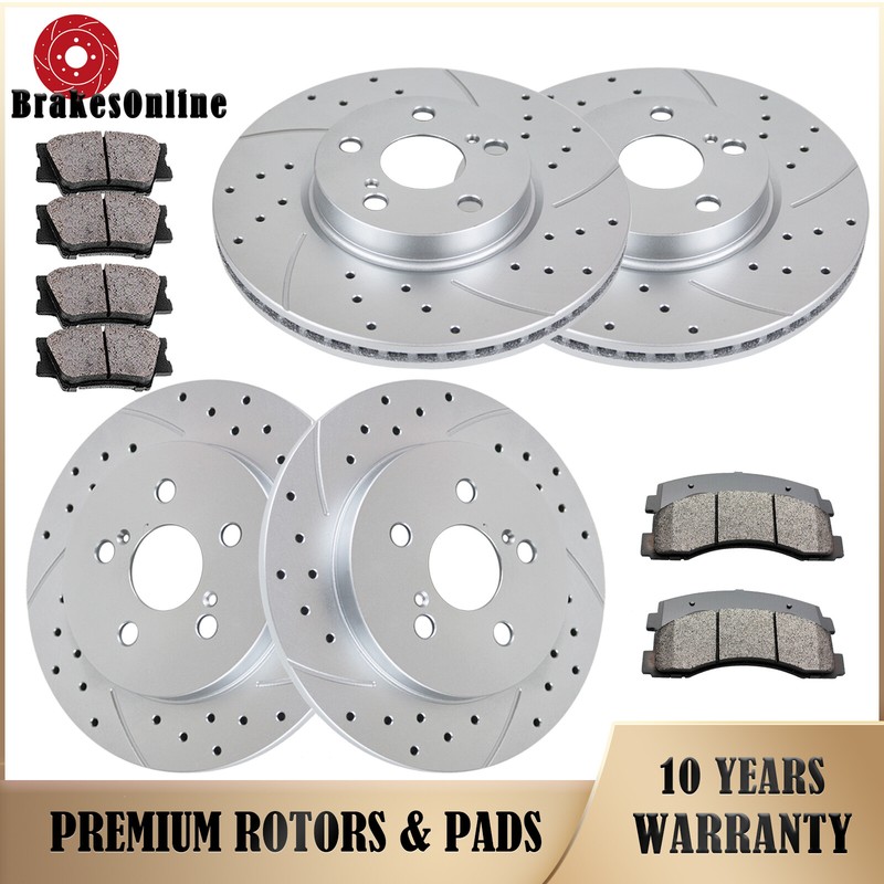 275mm Front 259mm Rear Brake Rotors Pads Fit for Toyota Matrix 2009-2014 Slotted