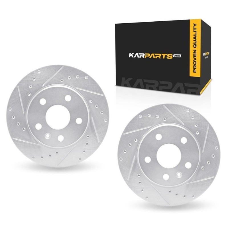 For Chevy Malibu Limited 2016 Brake Rotors Front | Drilled And Slotted | Silver