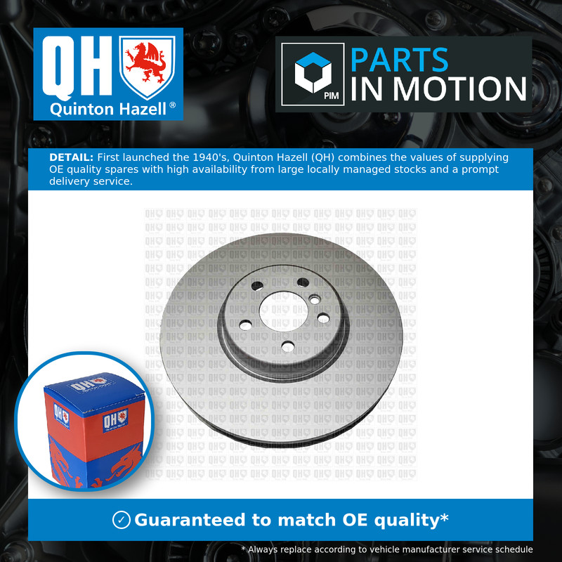 Brake Disc Single Vented fits BMW M340 G20, G21 3.0 Front Right 2019 on 348mm QH