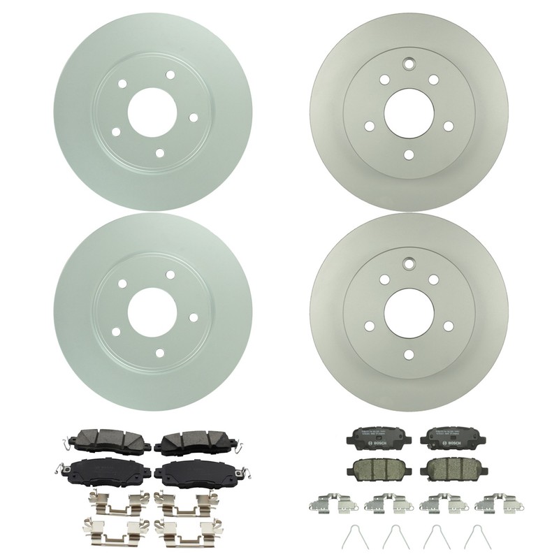 Bosch Front and Rear Disc Brake Rotor Kit For Nissan
