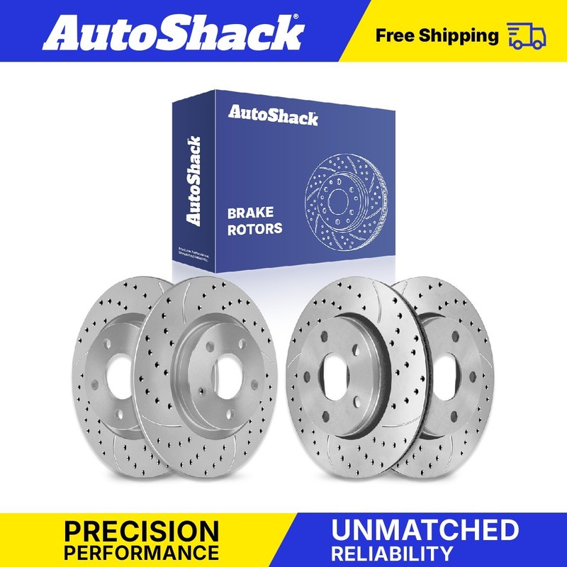 Front Rear Drilled Slotted Brake Rotors Set for Dodge, Grand Caravan 2008-2016